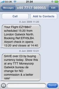 Texts 1 and 2 from Easyjet